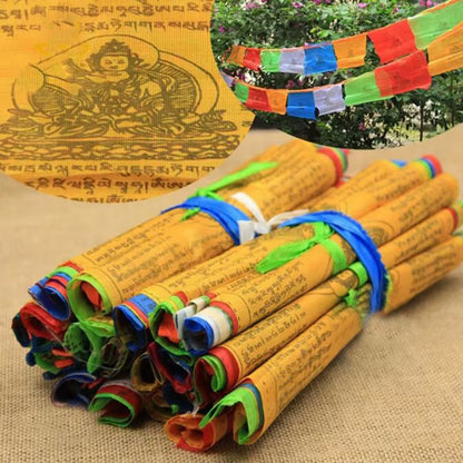 20 Sheets 5M Religious Flags Tibetan Buddhist Supplies Color Print Prayer Flag Tibet Banner Garden Flags